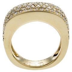 Mauboussin Pave Diamonds 18k Yellow Gold Cocktail Band Ring Size 54