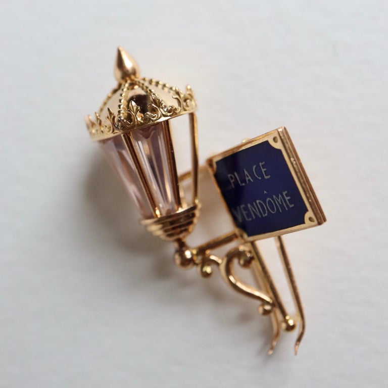 Mauboussin Place Vendôme Enamel and 18 Karat Gold Brooch at 1stDibs