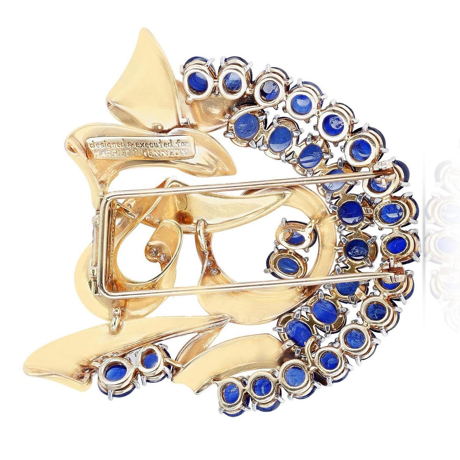 Mauboussin Reflection Collection 29 Sapphire Cabochon and Diamonds Brooch In Excellent Condition In New York, NY