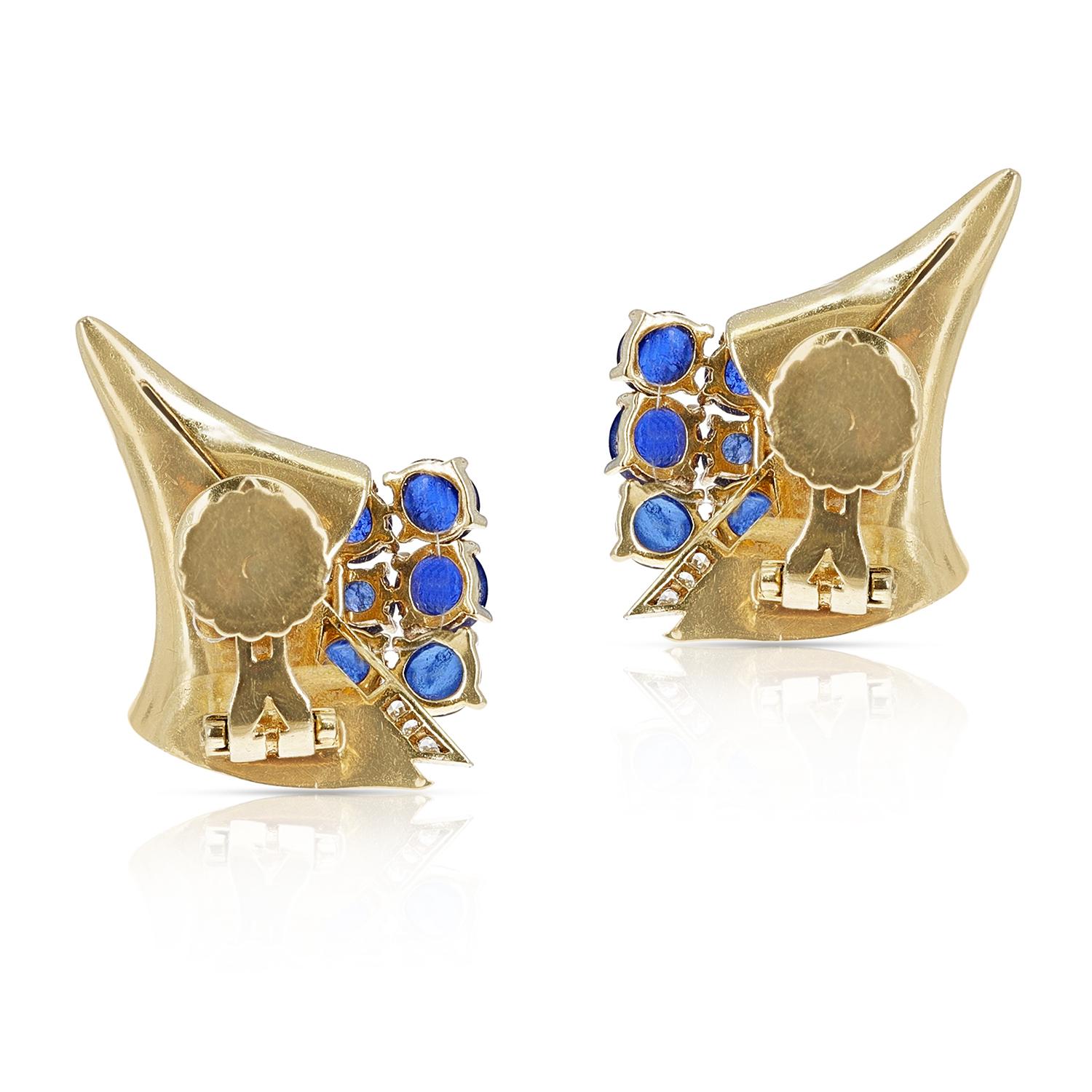 Mauboussin Reflection Collection Sapphire Cabochon and Diamond Earrings For Sale 2