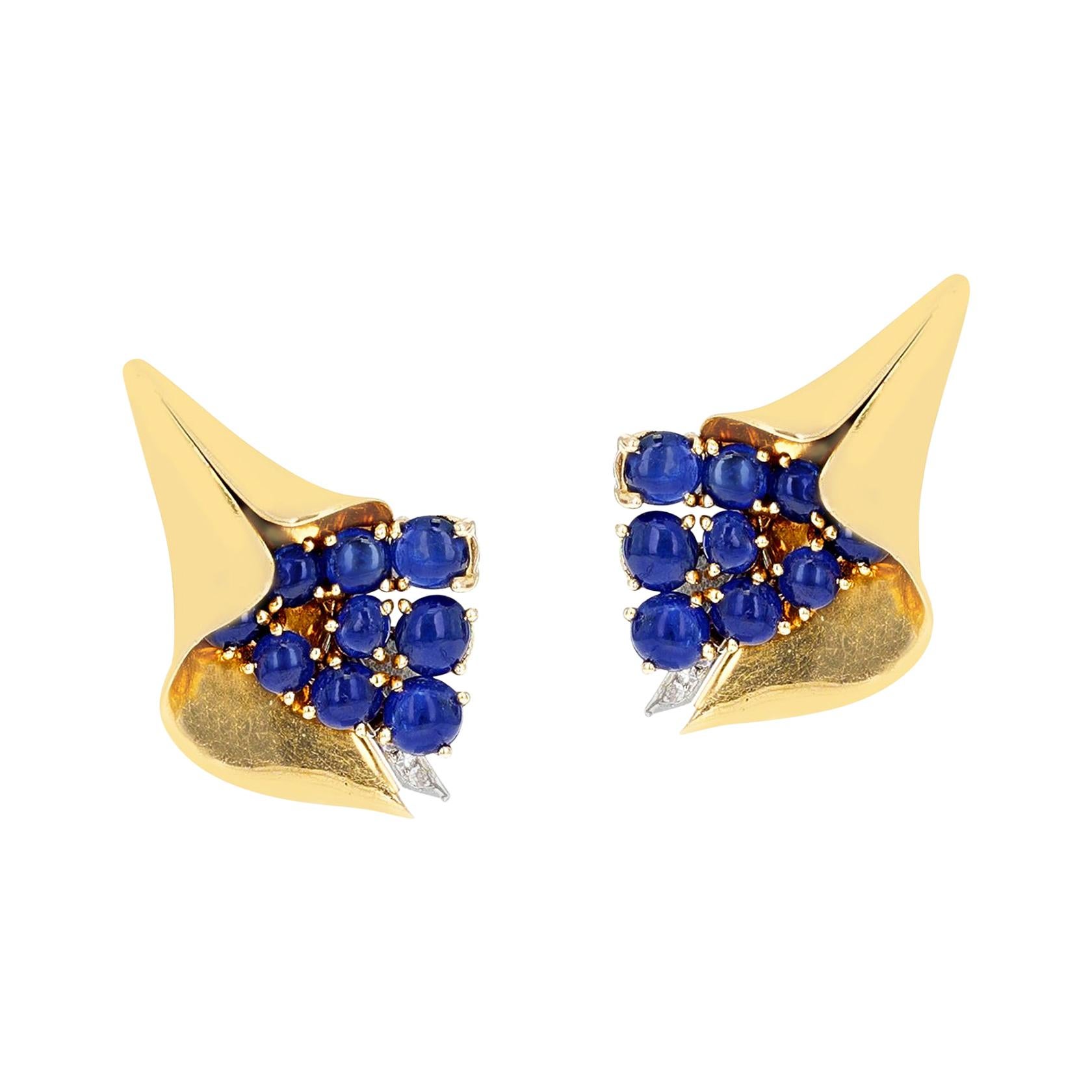 Mauboussin Reflection Collection Sapphire Cabochon and Diamond Earrings For Sale