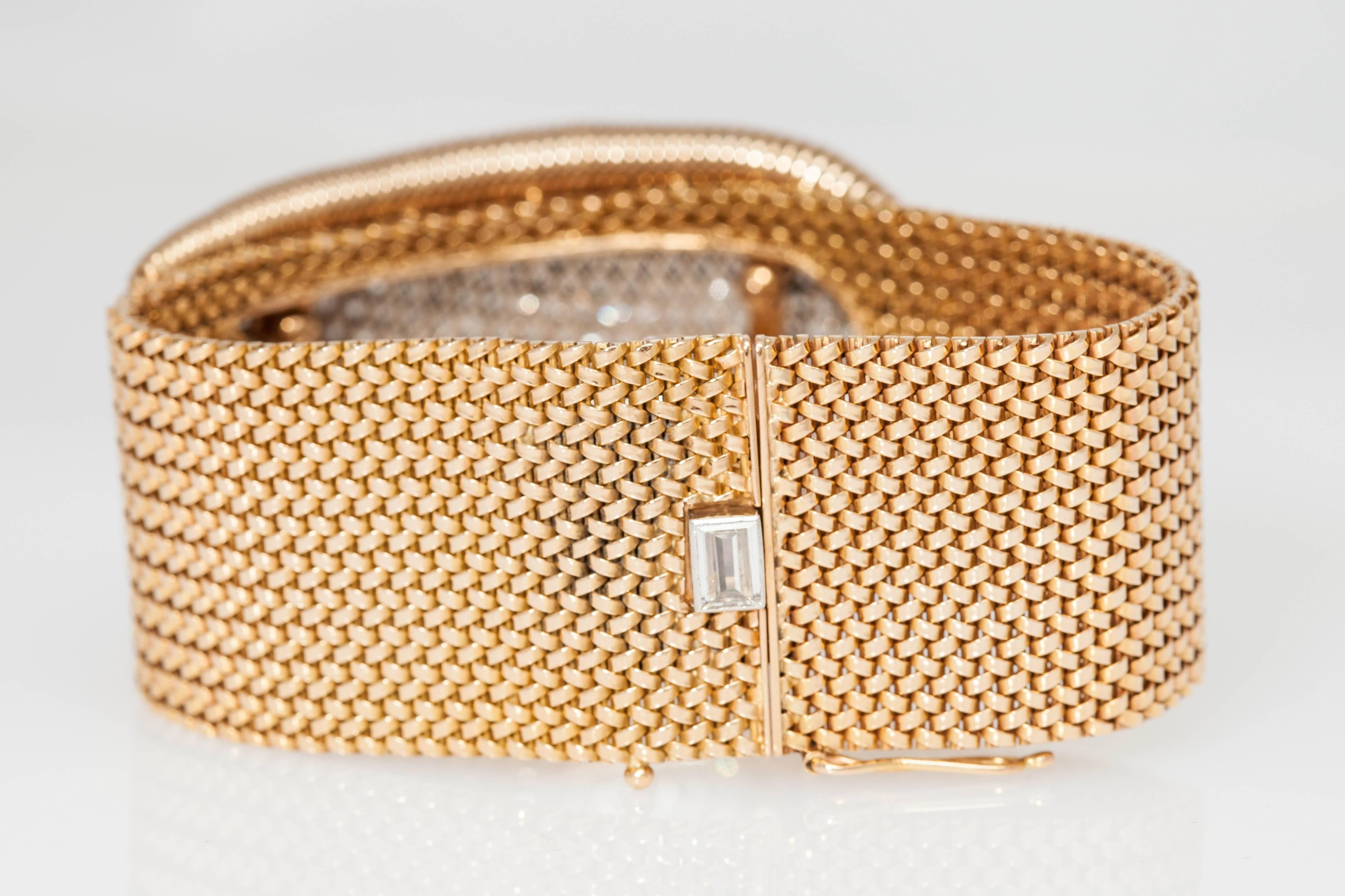 Mauboussin Retro Diamond Gold Bracelet In Excellent Condition In New York, NY