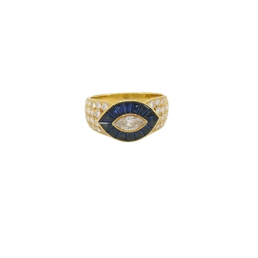 Taille mixte Mauboussin Ring Diamond Sapphire 18k Gold en vente