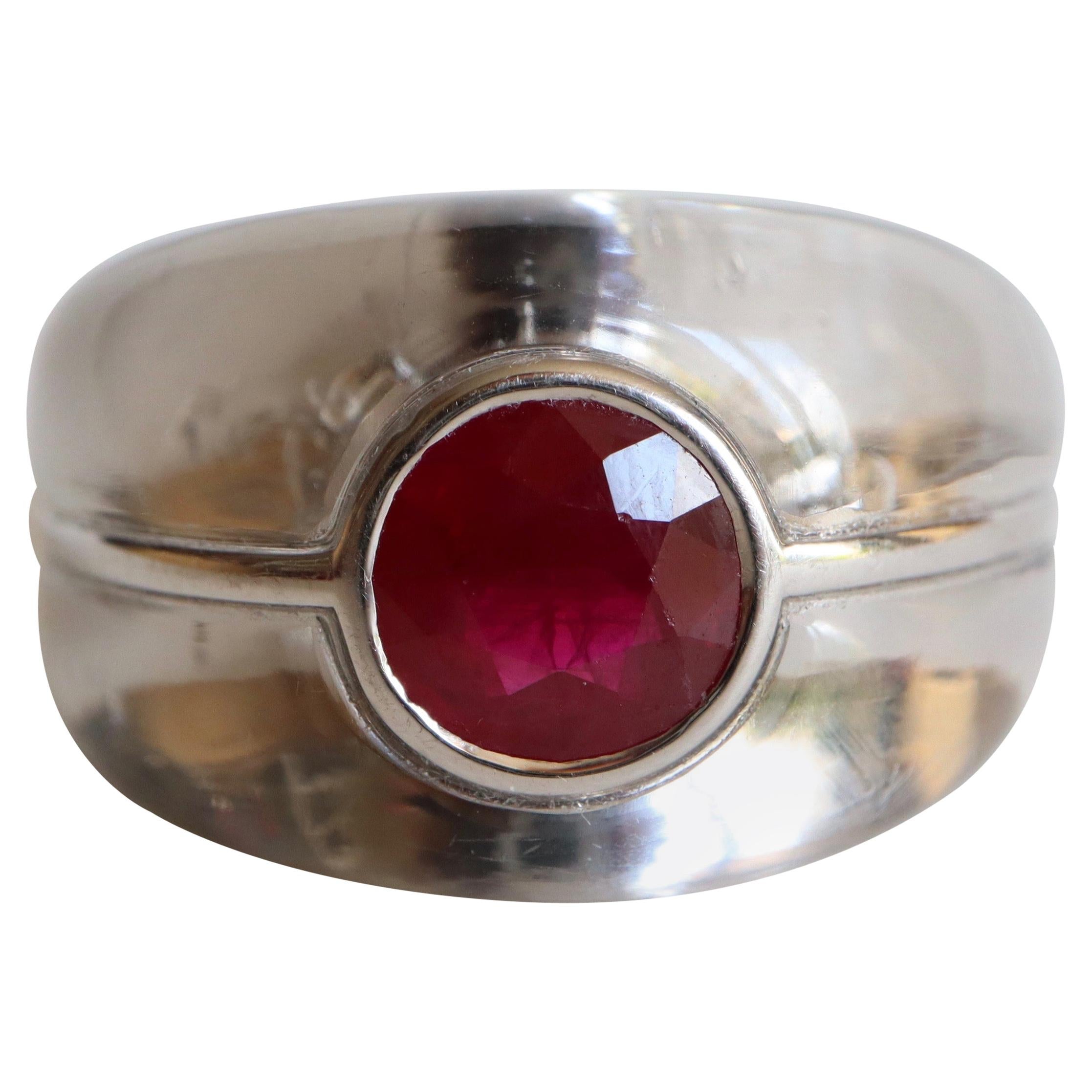 Mauboussin Ring in Rock Crystal and Ruby 3 Carat and 18 Carat White Gold For Sale