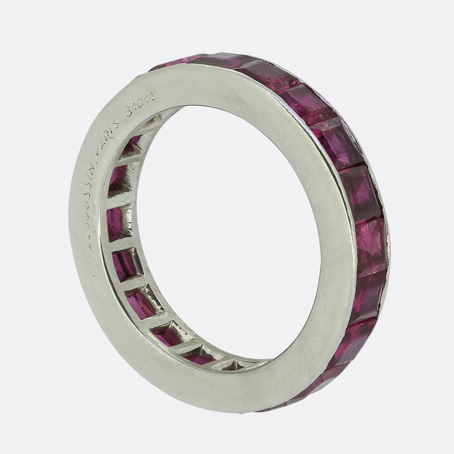 Art Deco Mauboussin Ruby and Sapphire Eternity Ring Set