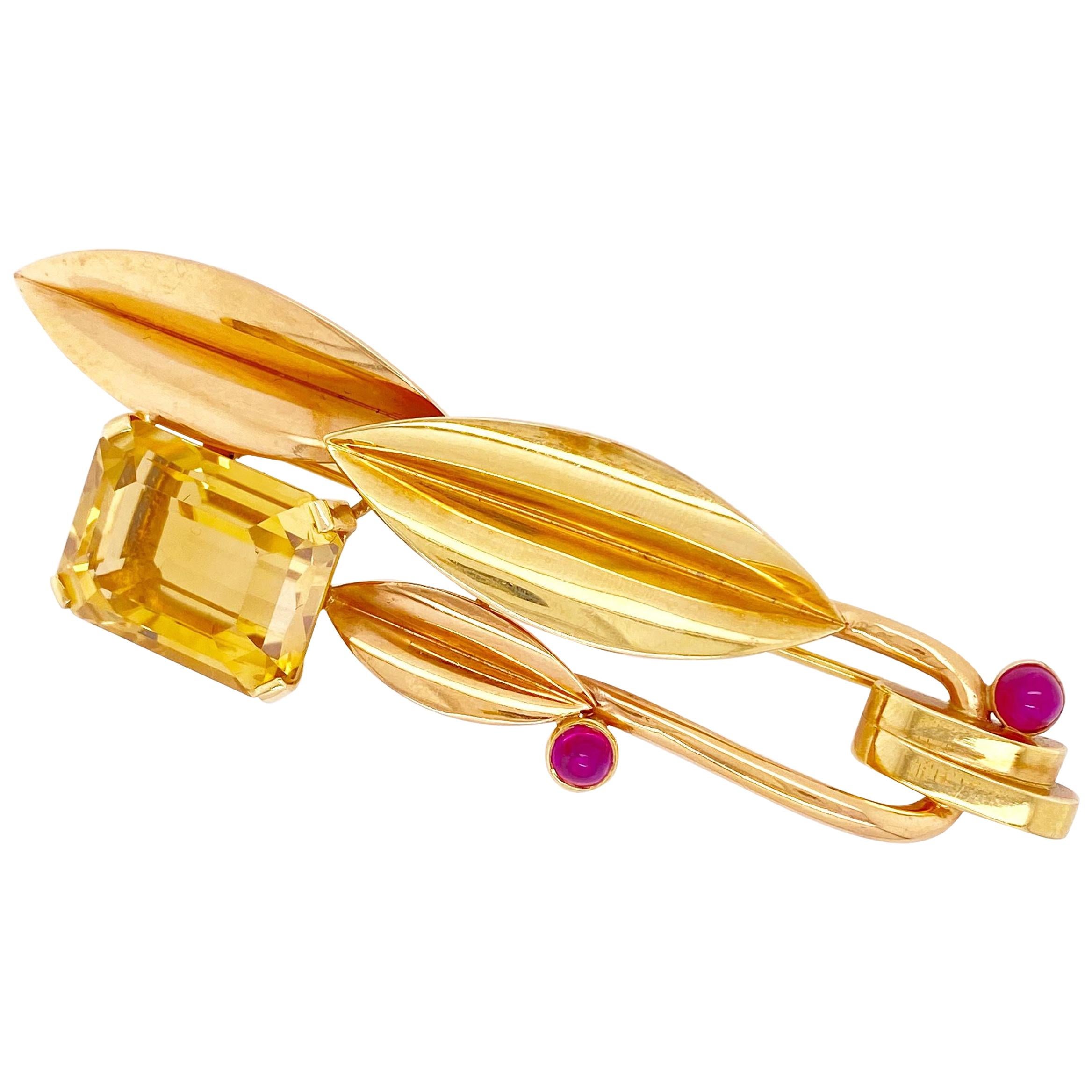 Mauboussin Ruby Citrine Stylized Pin