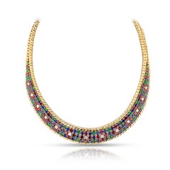 Mauboussin Ruby, Emerald, Sapphire and Diamond Necklace, 18k