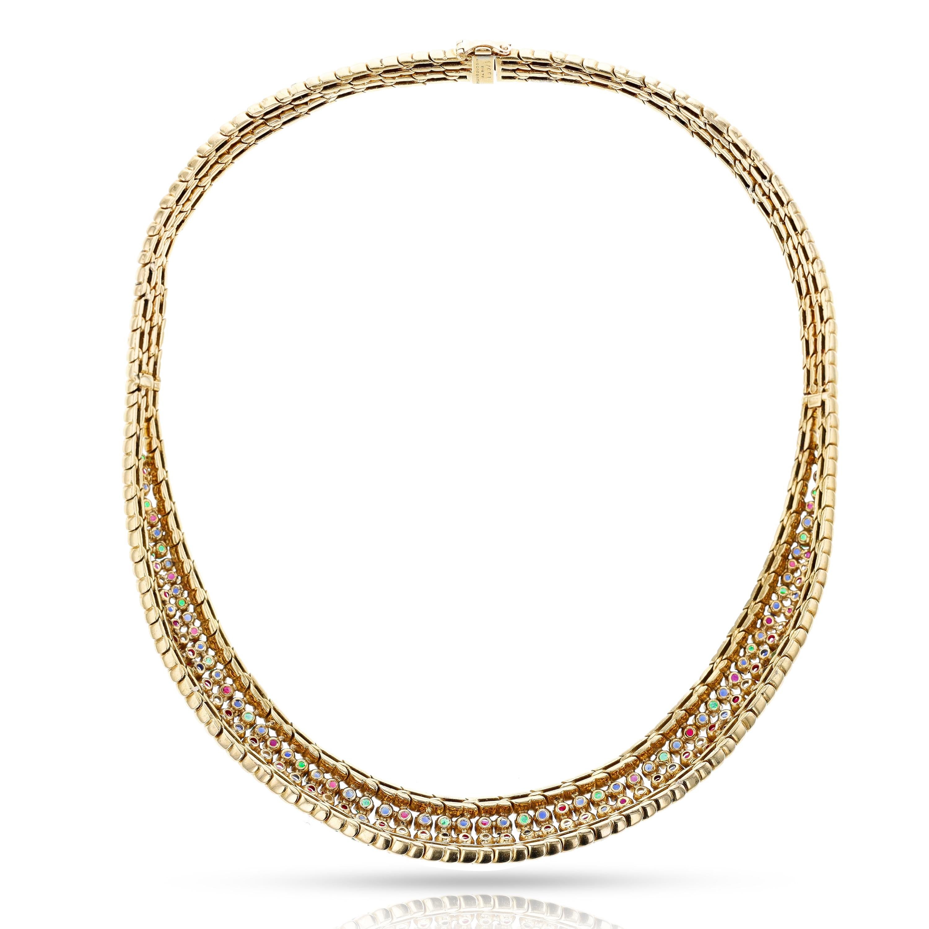 Collana Mauboussin con rubini, smeraldi, zaffiri e diamanti, 18 ct. in vendita 2