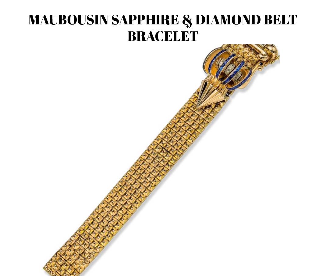 Taille française Mauboussin Sapphire and Diamond Belt Bracelet, French Design en vente