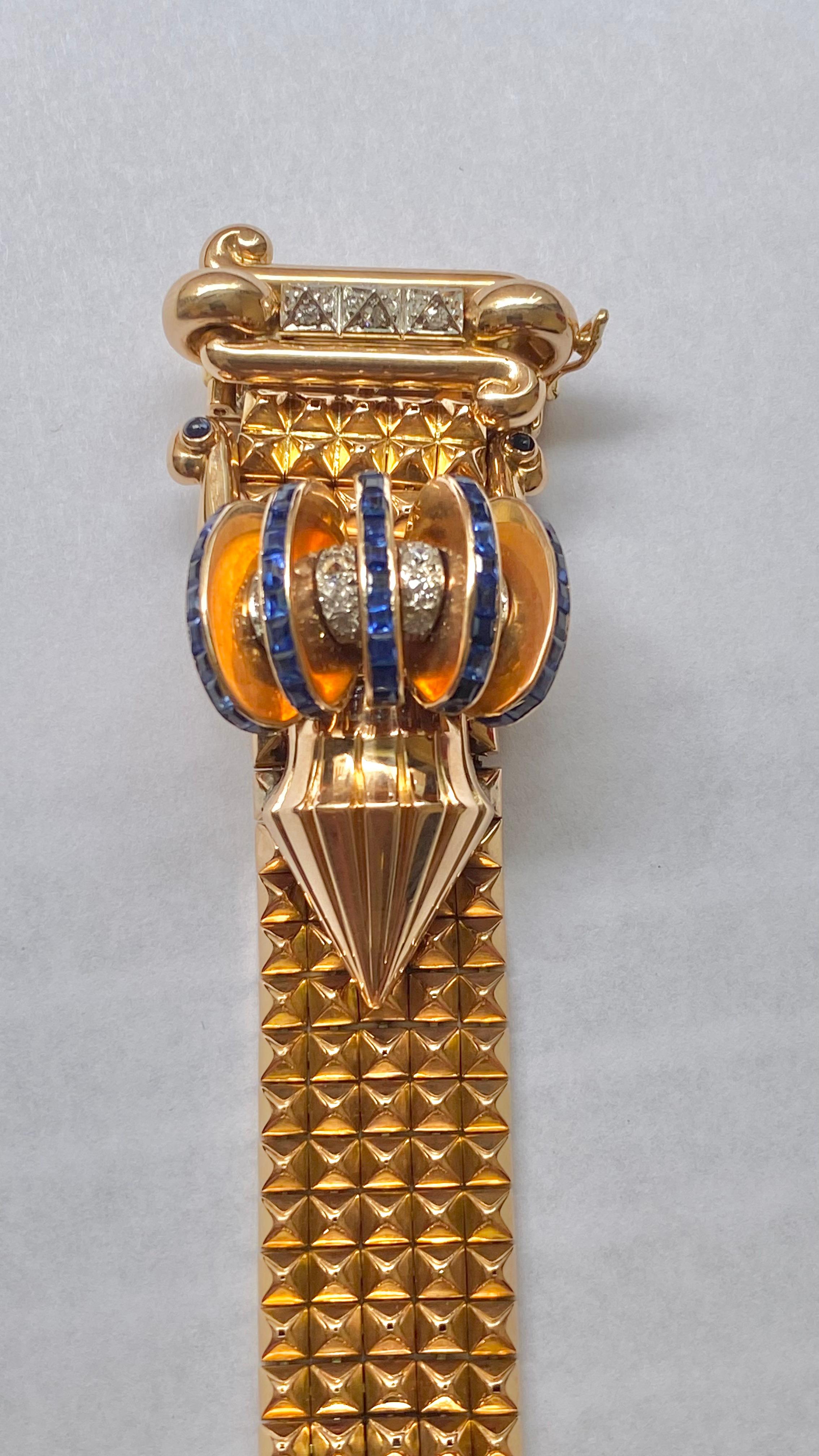 Mauboussin Sapphire and Diamond Belt Bracelet, French Design Pour femmes en vente