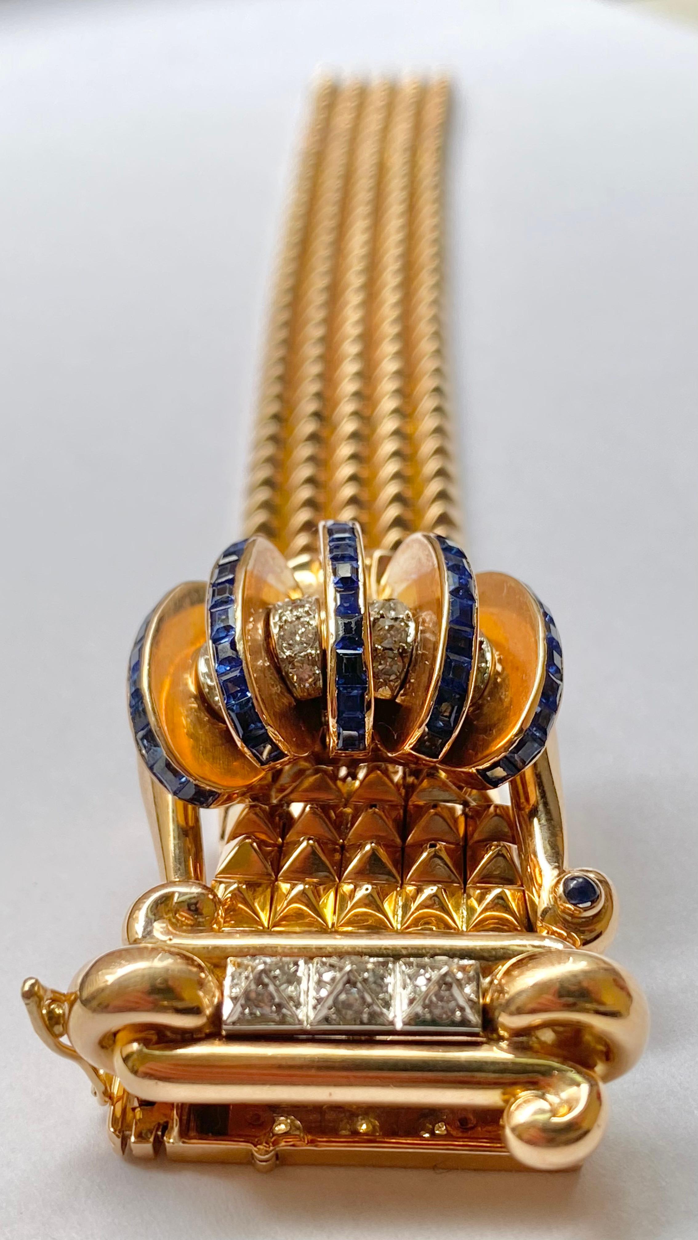Mauboussin Sapphire and Diamond Belt Bracelet, French Design en vente 1