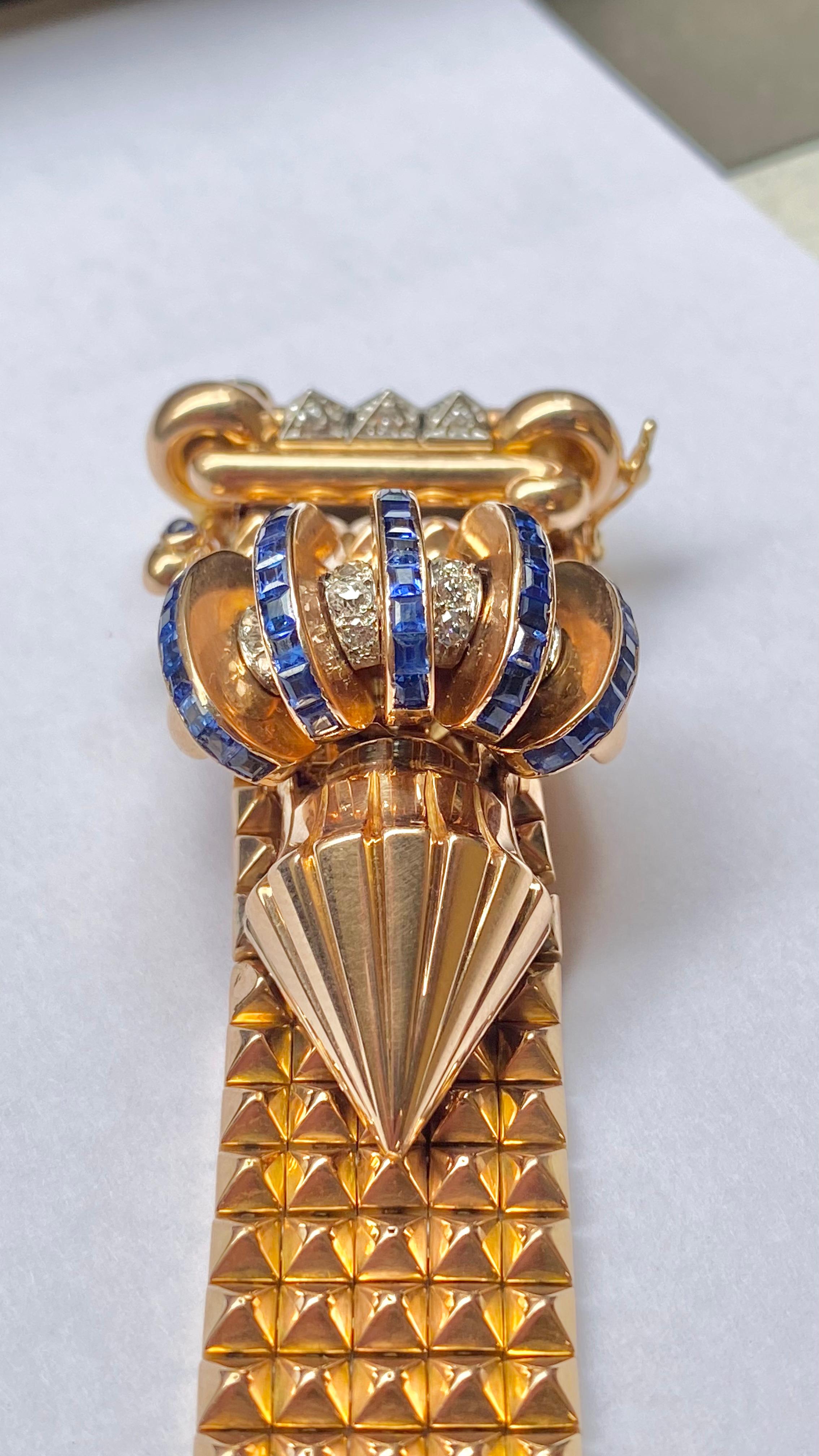 Mauboussin Sapphire and Diamond Belt Bracelet, French Design en vente 2