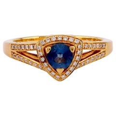 Anello Mauboussin con zaffiro e diamante in oro giallo 18 carati, sogno e amore