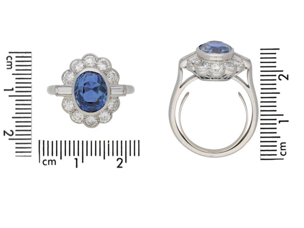 Women's Mauboussin Sapphire Diamond Platinum Cluster Ring For Sale