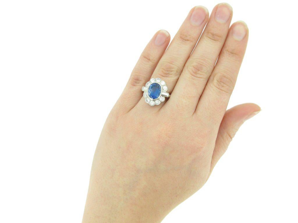 Mauboussin Sapphire Diamond Platinum Cluster Ring For Sale 1