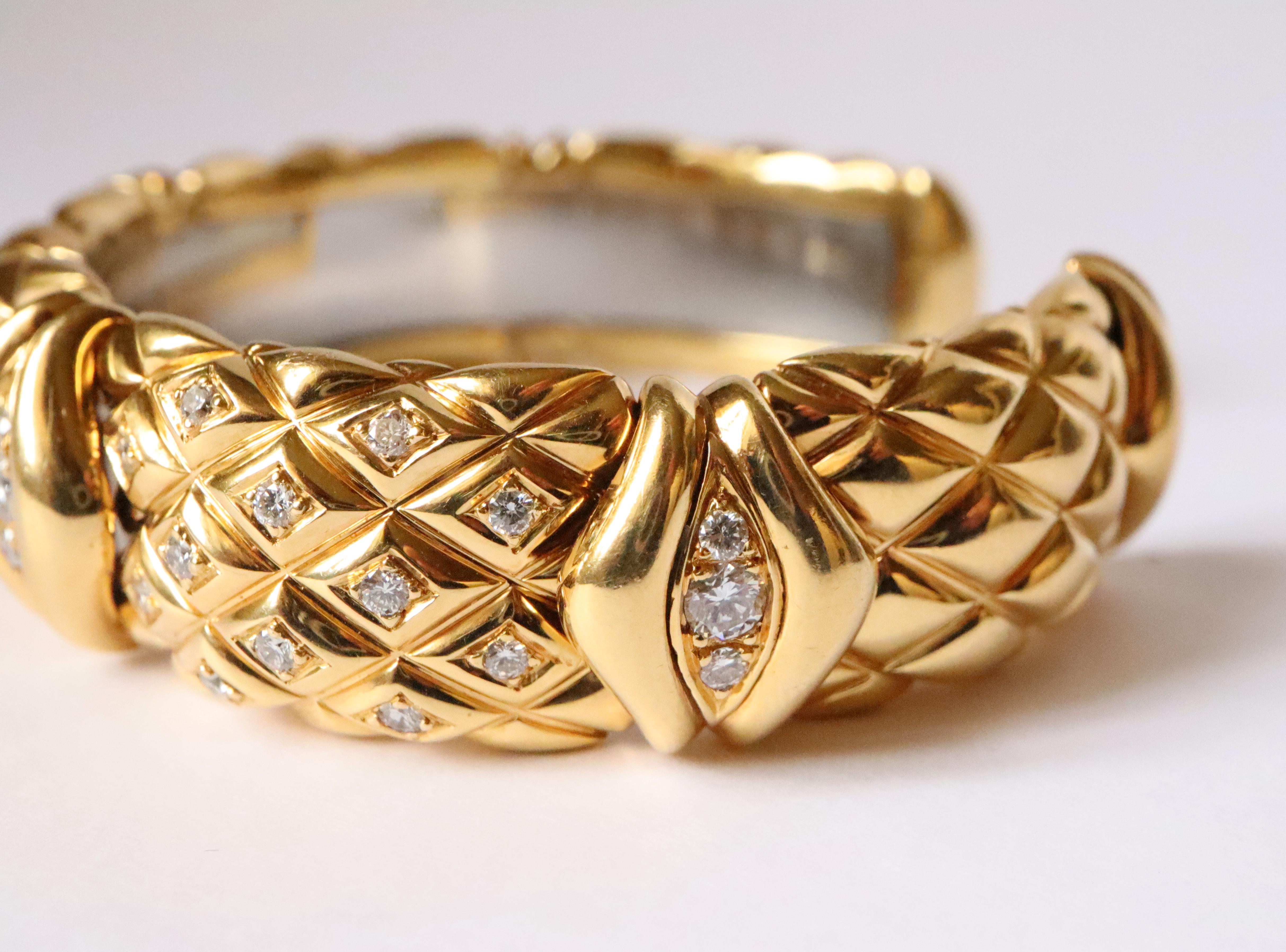 Mauboussin Semi-Rigid Bracelet in 18 Kt Yellow Gold and Diamonds For Sale 2