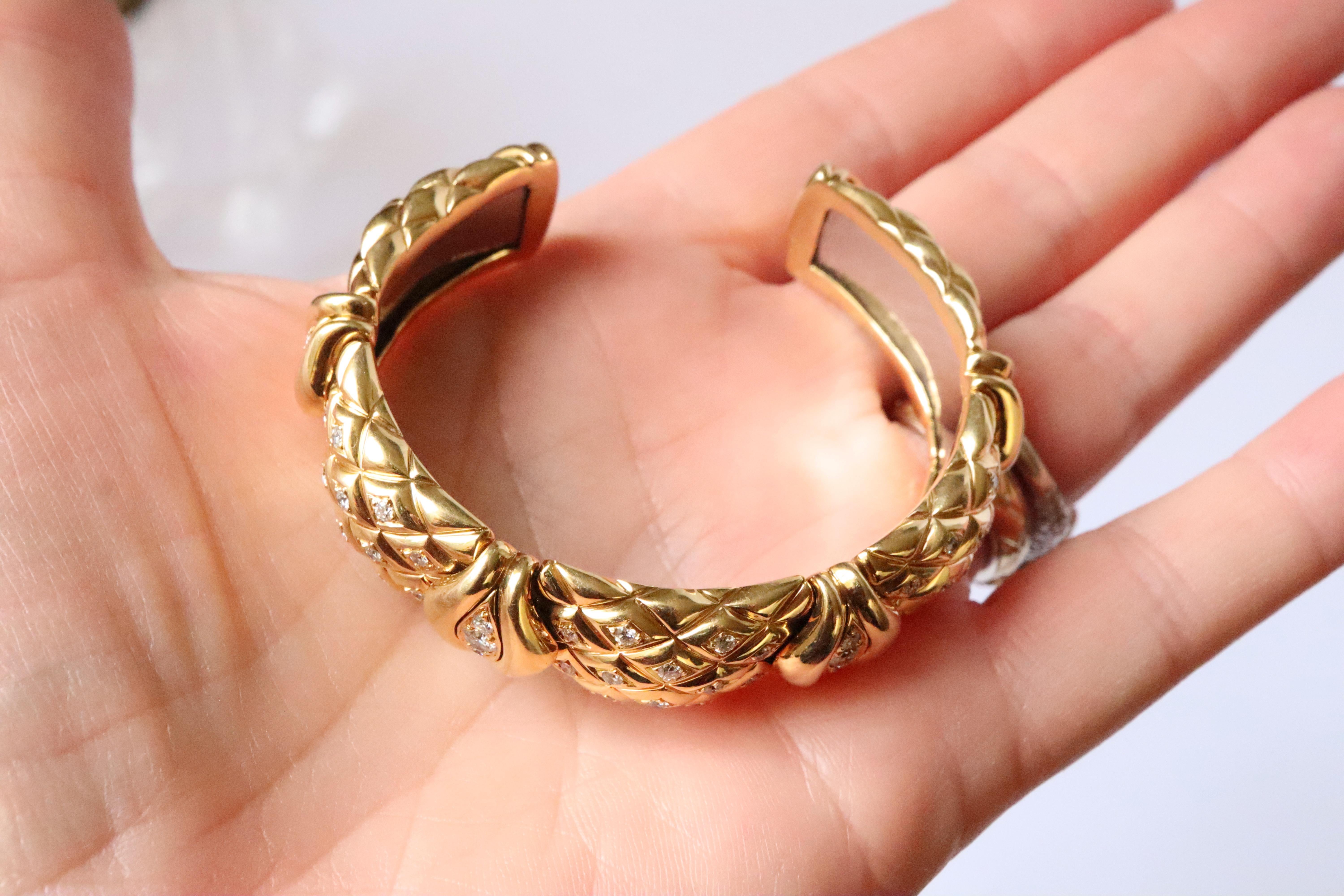 Mauboussin Semi-Rigid Bracelet in 18 Kt Yellow Gold and Diamonds For Sale 5