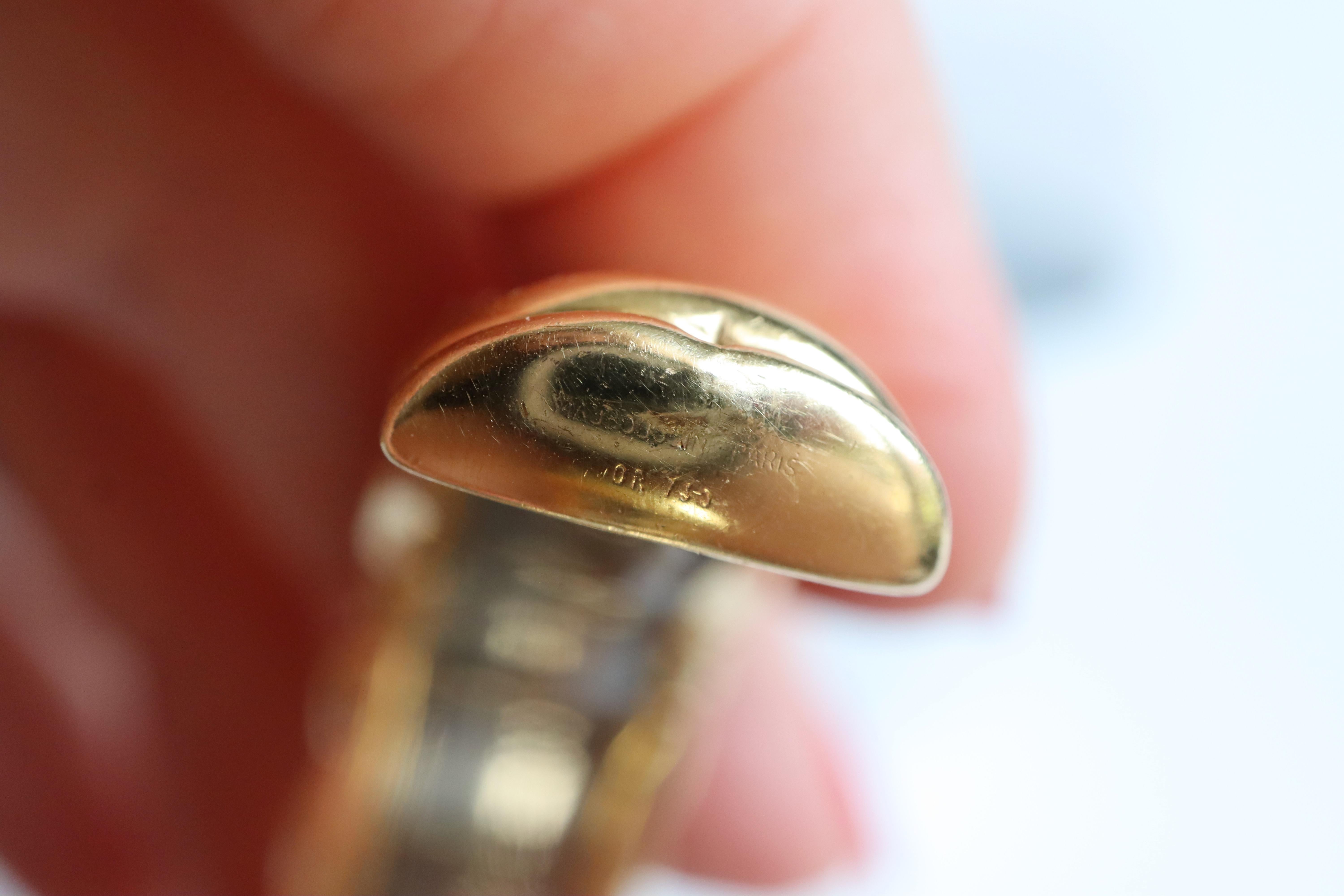 Brilliant Cut Mauboussin Semi-Rigid Bracelet in 18 Kt Yellow Gold and Diamonds For Sale