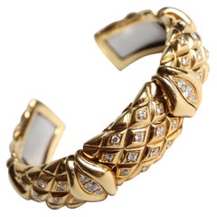 Mauboussin Semi-Rigid Bracelet in 18 Kt Yellow Gold and Diamonds