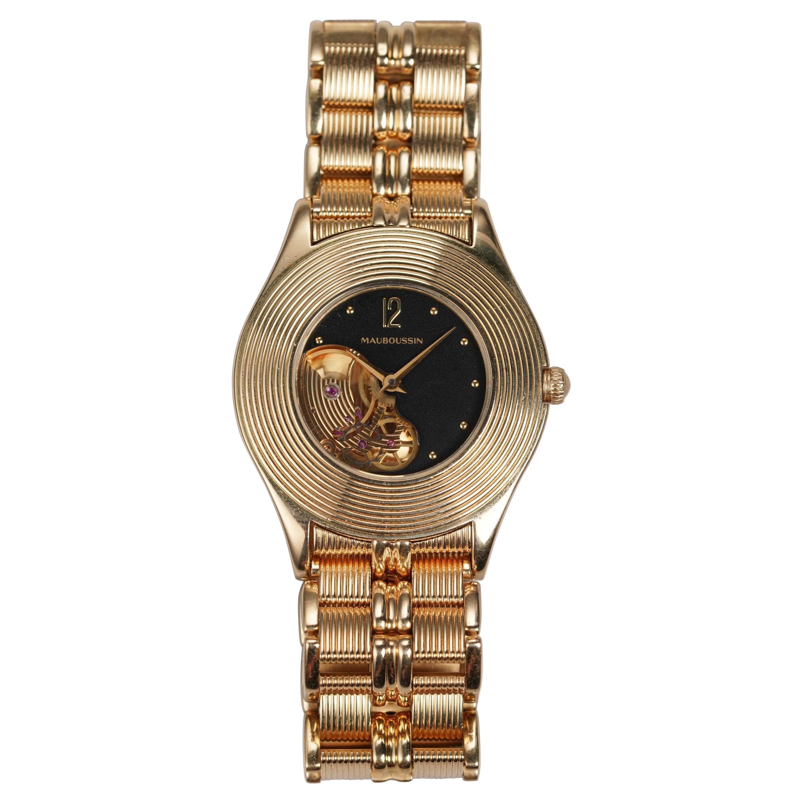 Reloj Mauboussin Esqueleto de oro amarillo de 18 quilates, años 2000