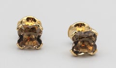 Mauboussin Rauchquarz 18 Karat Gold Klee-Ohrringe Ohrstecker