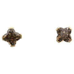 Mauboussin Smokey Quartz 18 Karat Gold Clover Earrings Studs