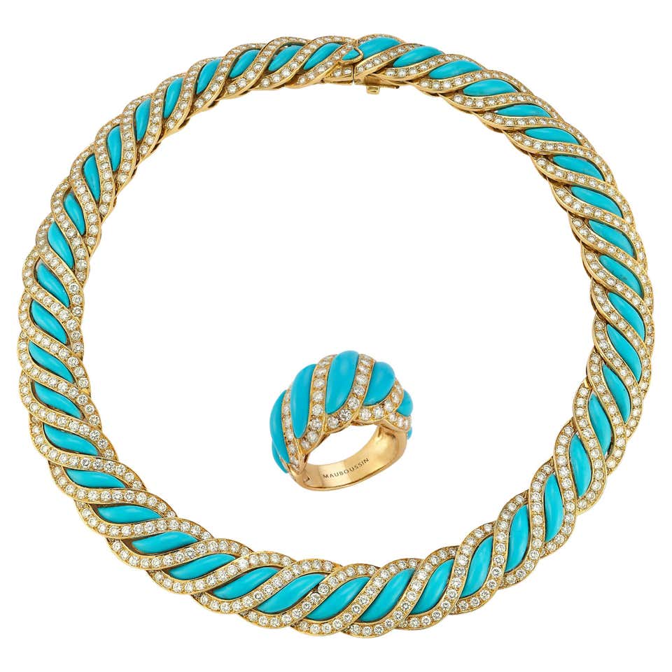 Turquoise Ring and Cuff Bracelet Set For Sale at 1stDibs