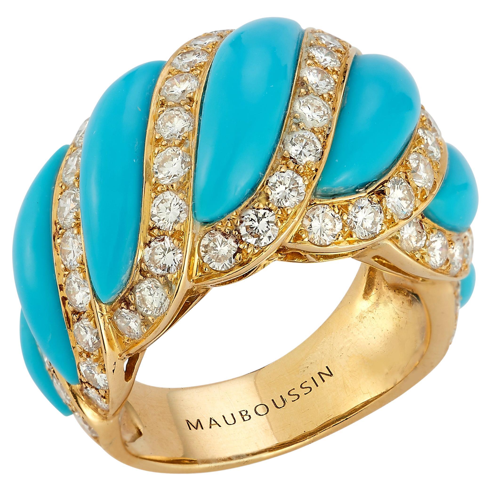 Mauboussin Bague turquoise et diamants