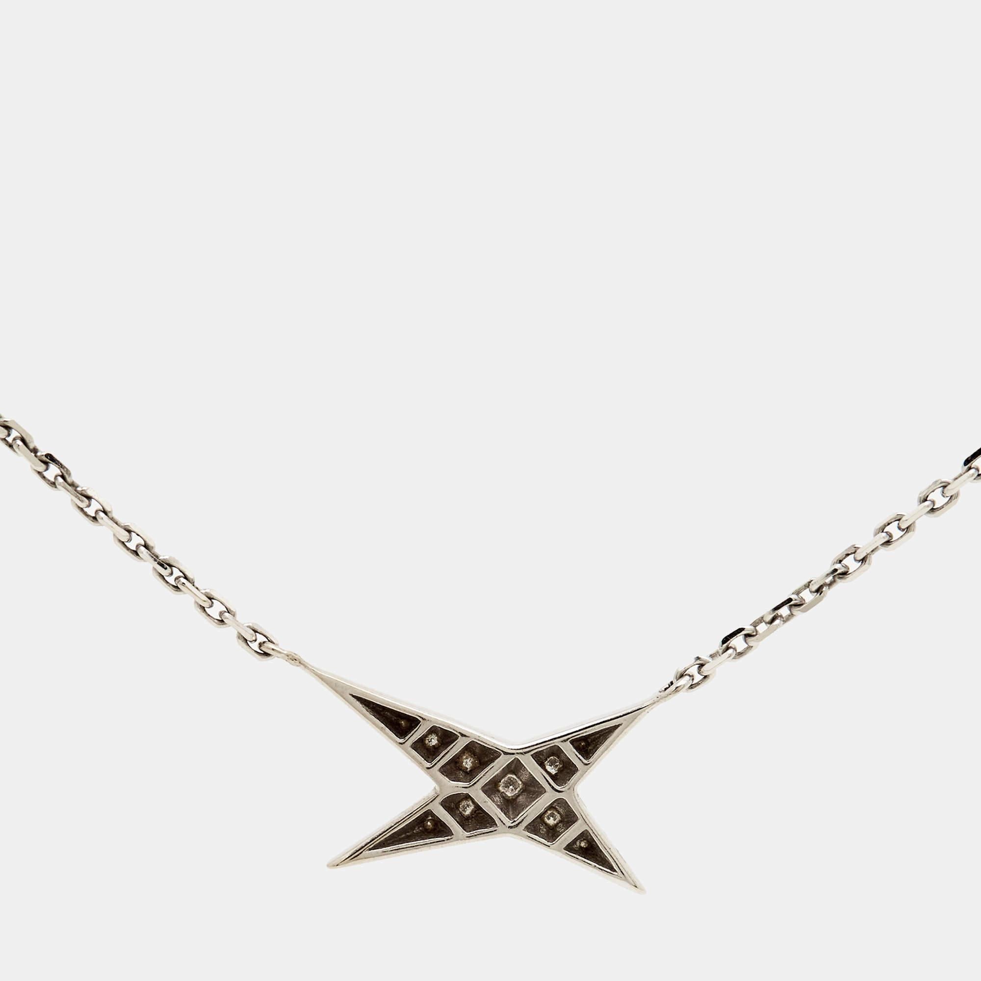 Founded in Paris in 1827, Mauboussin is a brand people turn to for elegant, timeless jewelry, watches, and accessories. This Valentin For You Star necklace is made of 18k white gold, and it has a 4-point star pendant set with diamonds.

