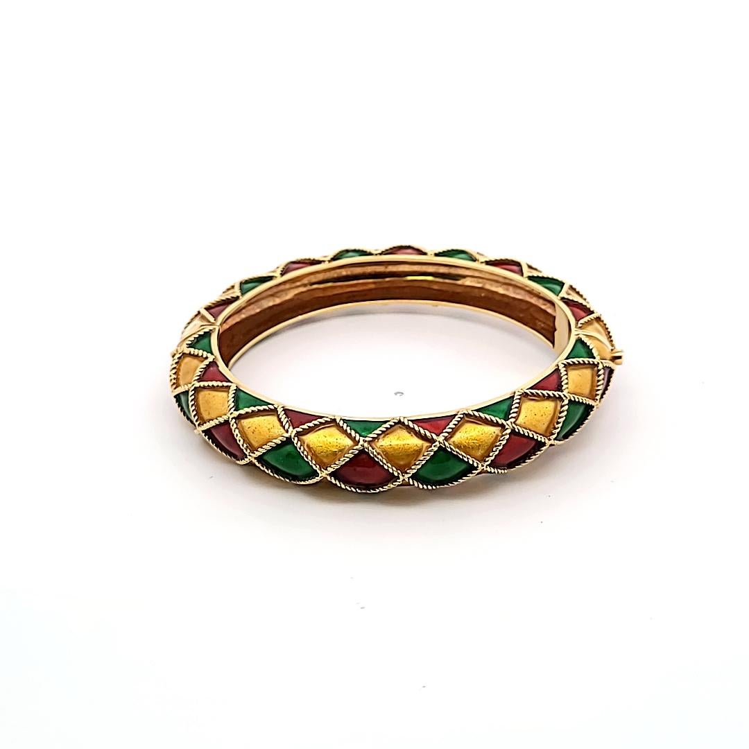 Mauboussin, bracelet jonc vintage en or jaune 18 carats et émail 68,30 grammes en vente 2