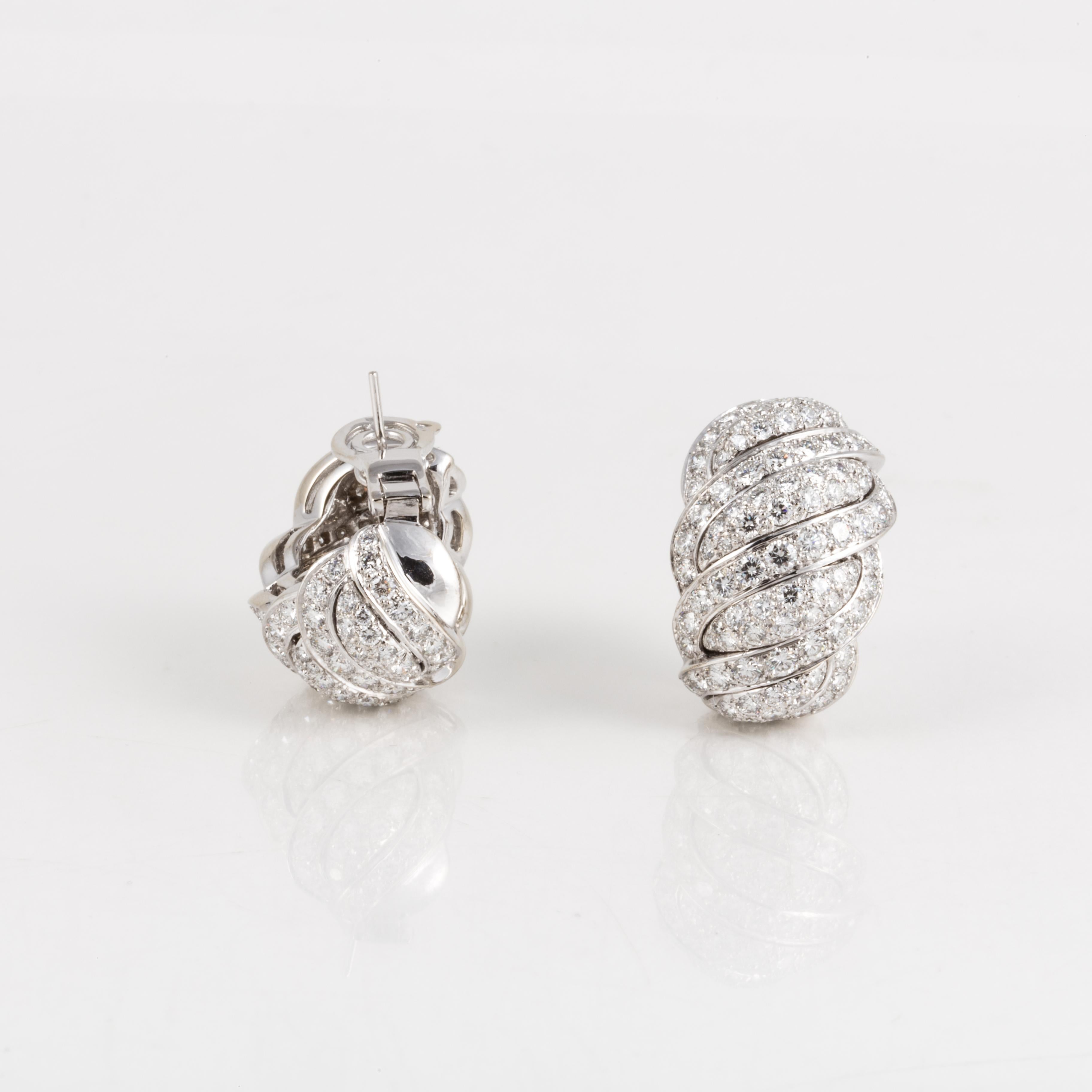 Taille ronde Mauboussin Boucles d'oreilles en or blanc 18 carats et diamants en vente