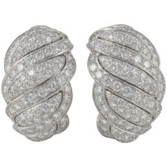 Retro Mauboussin Diamond Earrings in 18K White Gold