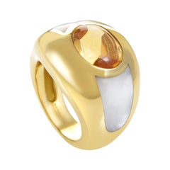 Mauboussin Women's 18 Karat Yellow Gold Citrine and Mother of Pearl Ring