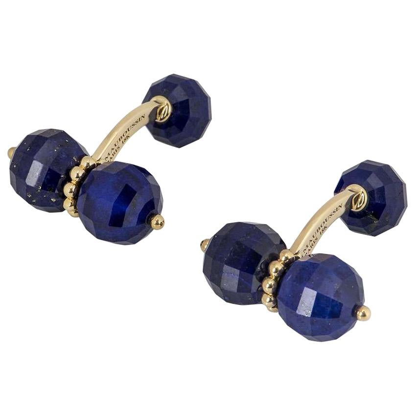 Mauboussin Yellow Gold Lapis Lazuli Cufflinks For Sale