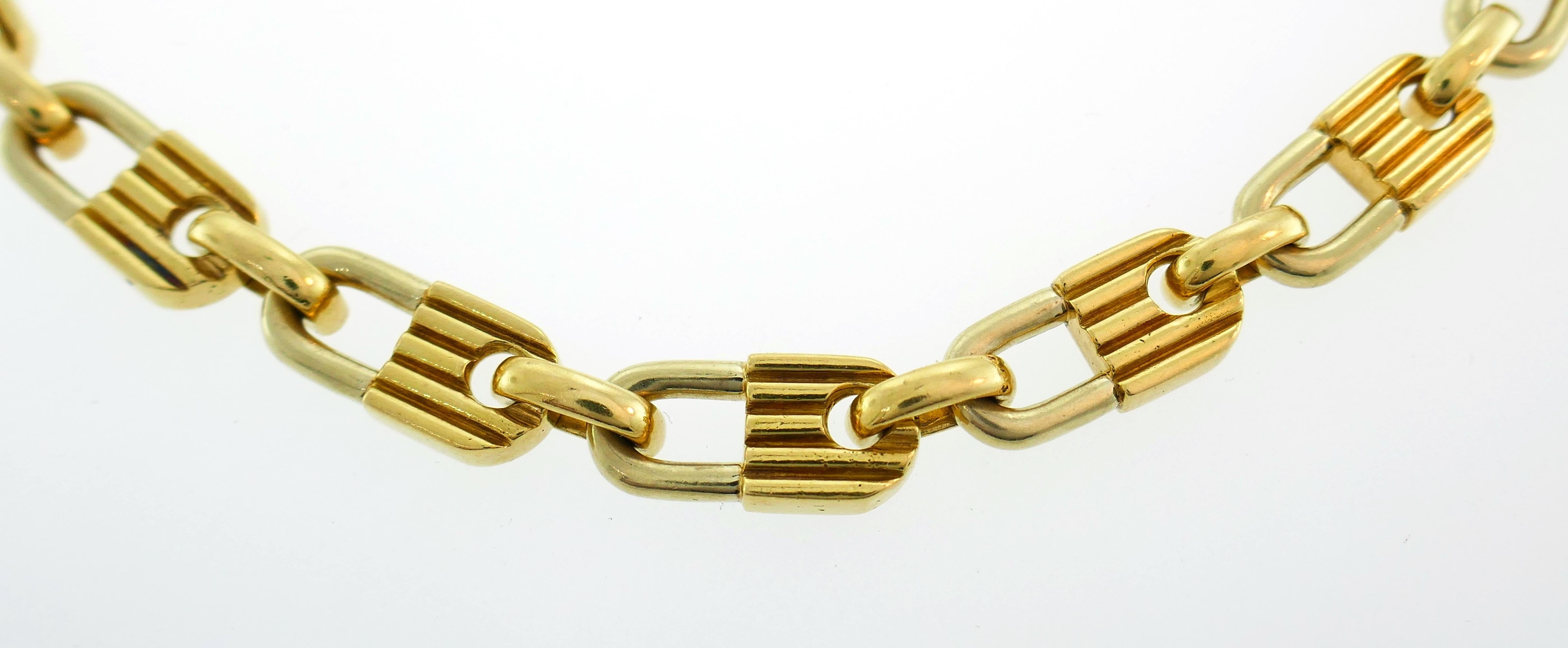 Women's or Men's Mauboussin Yellow Gold Link Chain Necklace, 1970s French