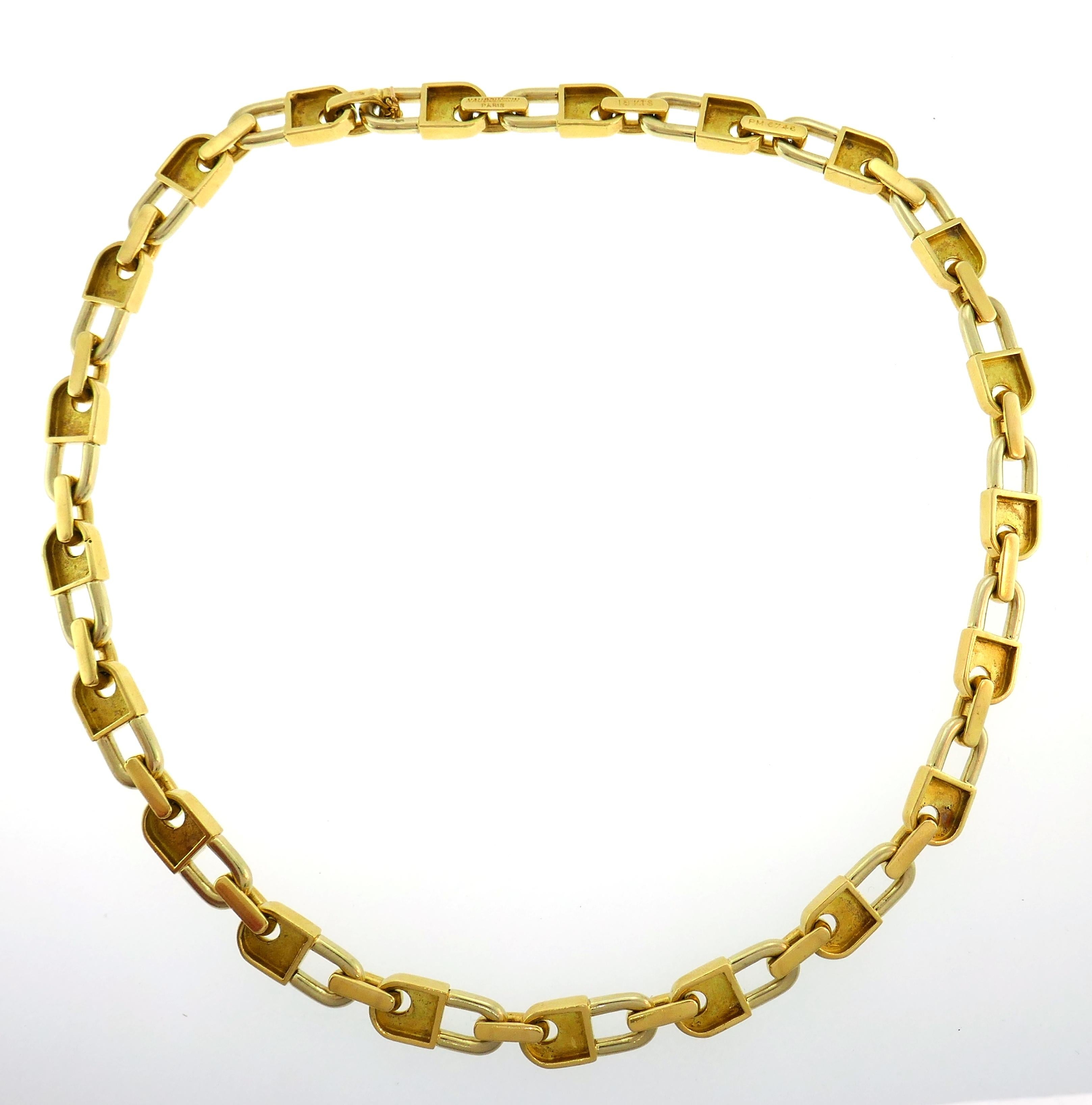 Mauboussin Yellow Gold Link Chain Necklace, 1970s French 2