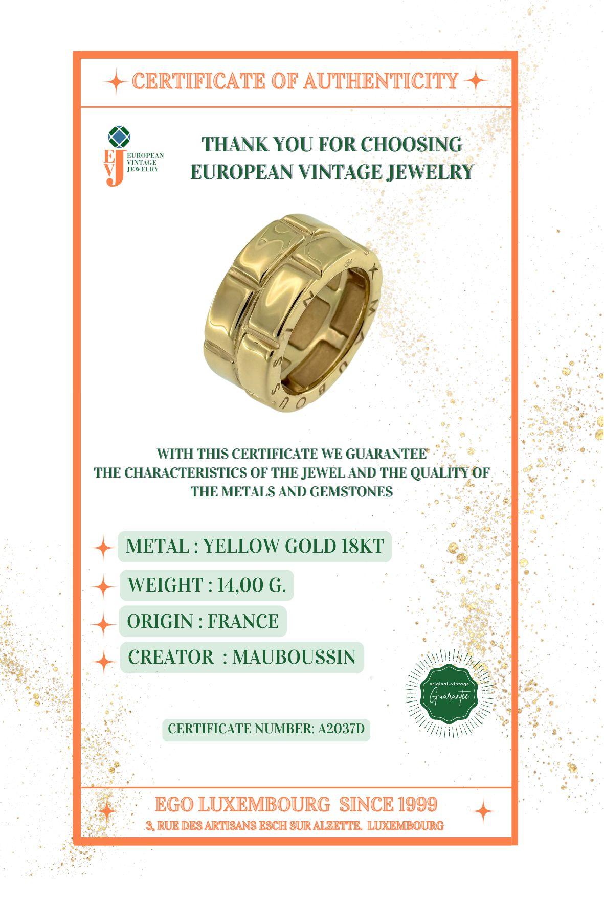 Mauboussin Yellow Gold Love of My Life Ring For Sale 5