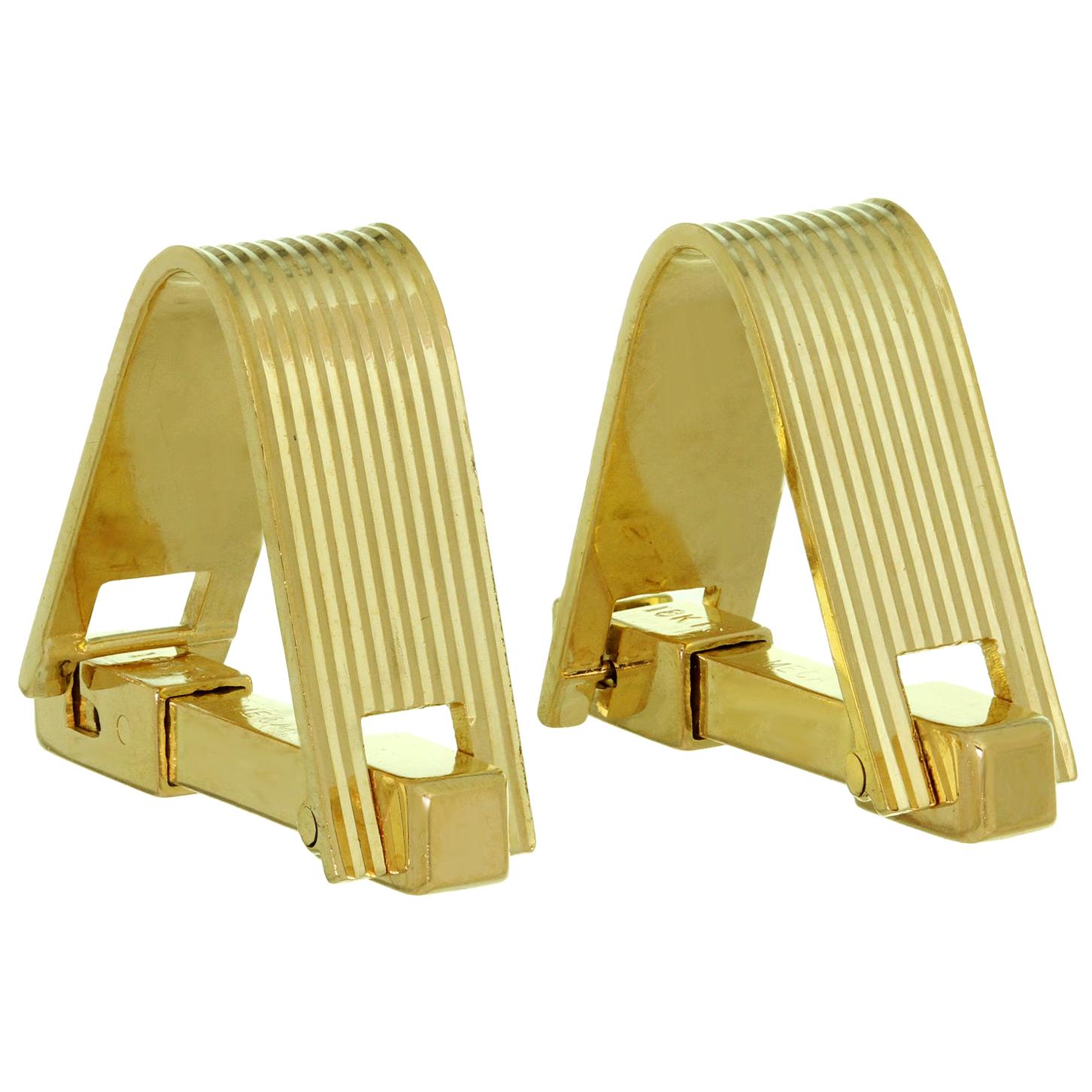 Mauboussin Yellow Gold Stirrup Cufflinks For Sale