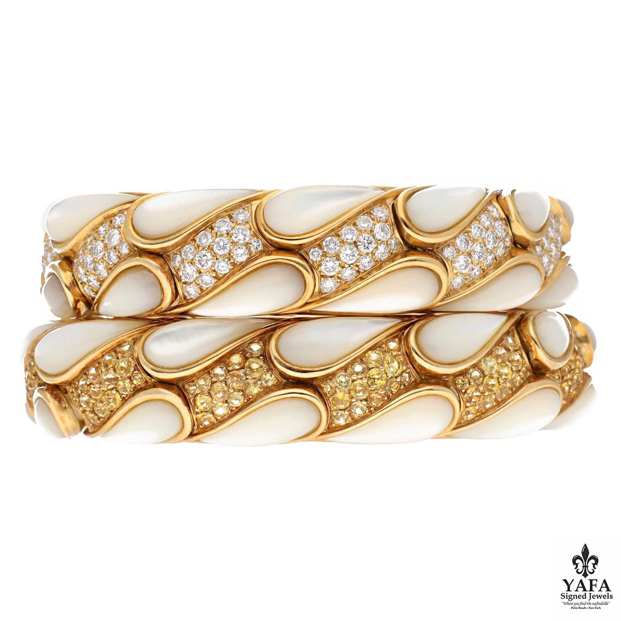 Introducing a stunning set of two stackable bracelets, expertly designed to elevate your accessory collection. Each bracelet features a beautiful Mother of Pearl centerpiece in an elegant teardrop motif, adding a touch of sophistication and shimmer.