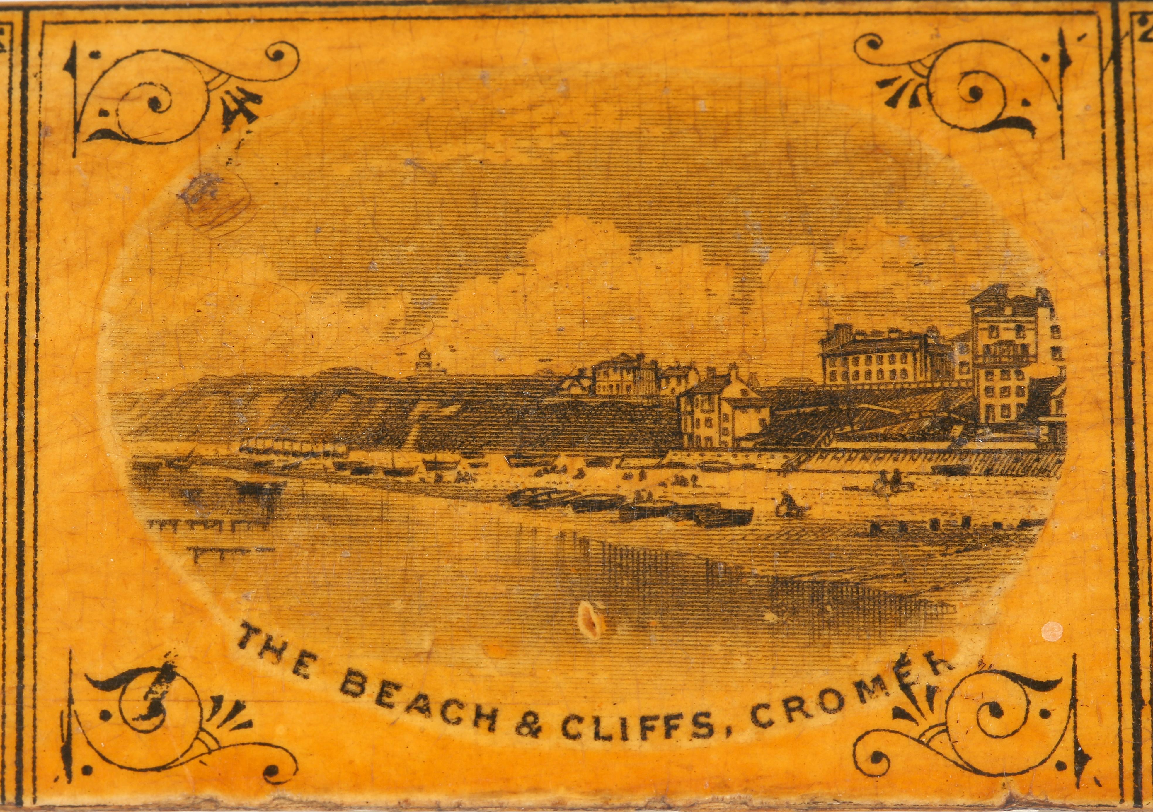 Mauchline Wooden Postal Ruler and Paper Folder with Beach & Cliffs, Cromer For Sale 4