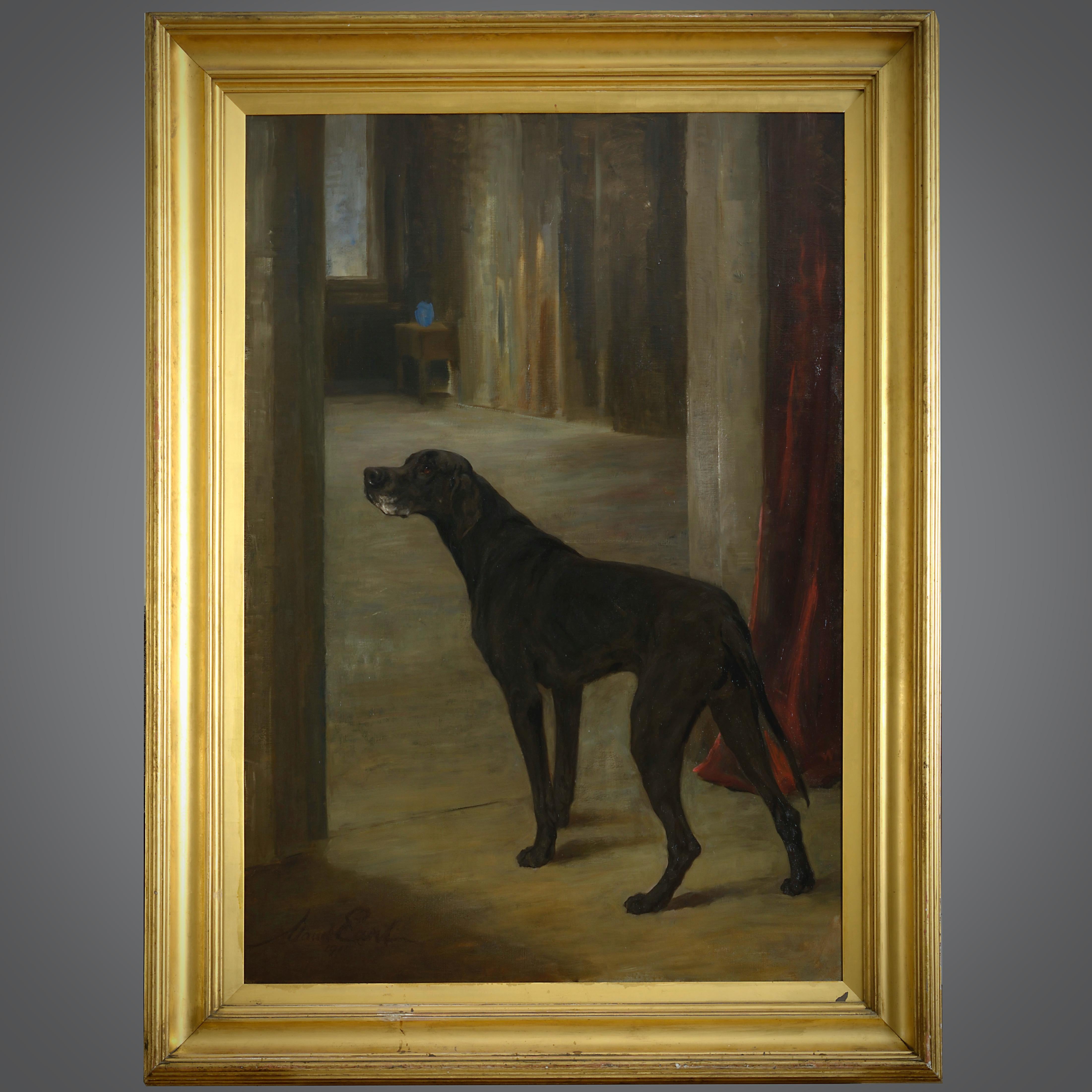 Maud Earl (1863-1943)

‘LARGO’, A POINTER IN A HALLWAY.

Signed and dated Maud Earl 1910.
Oil on canvas, in it’s original giltwood frame.

Provenance: painted for William Arkwright, Sutton Hall, Sutton Scarsdale, Derbyshire, thence by descent