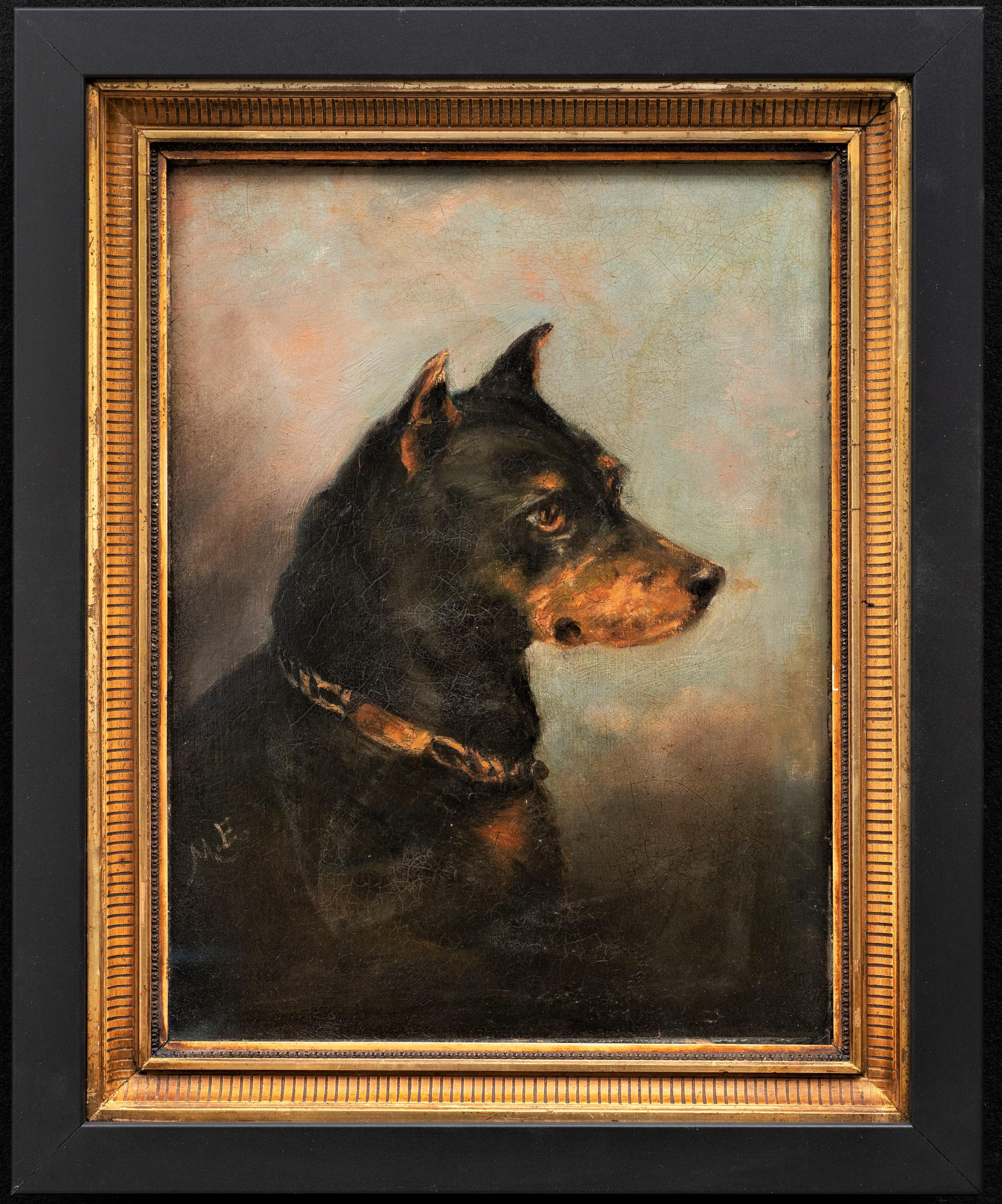 Maud Earl Portrait Painting - Dog Painting of a Manchester Terrier, English School ca. 1904