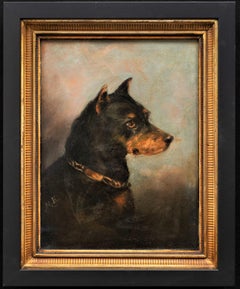 Antique Dog Painting of a Manchester Terrier, English School ca. 1904