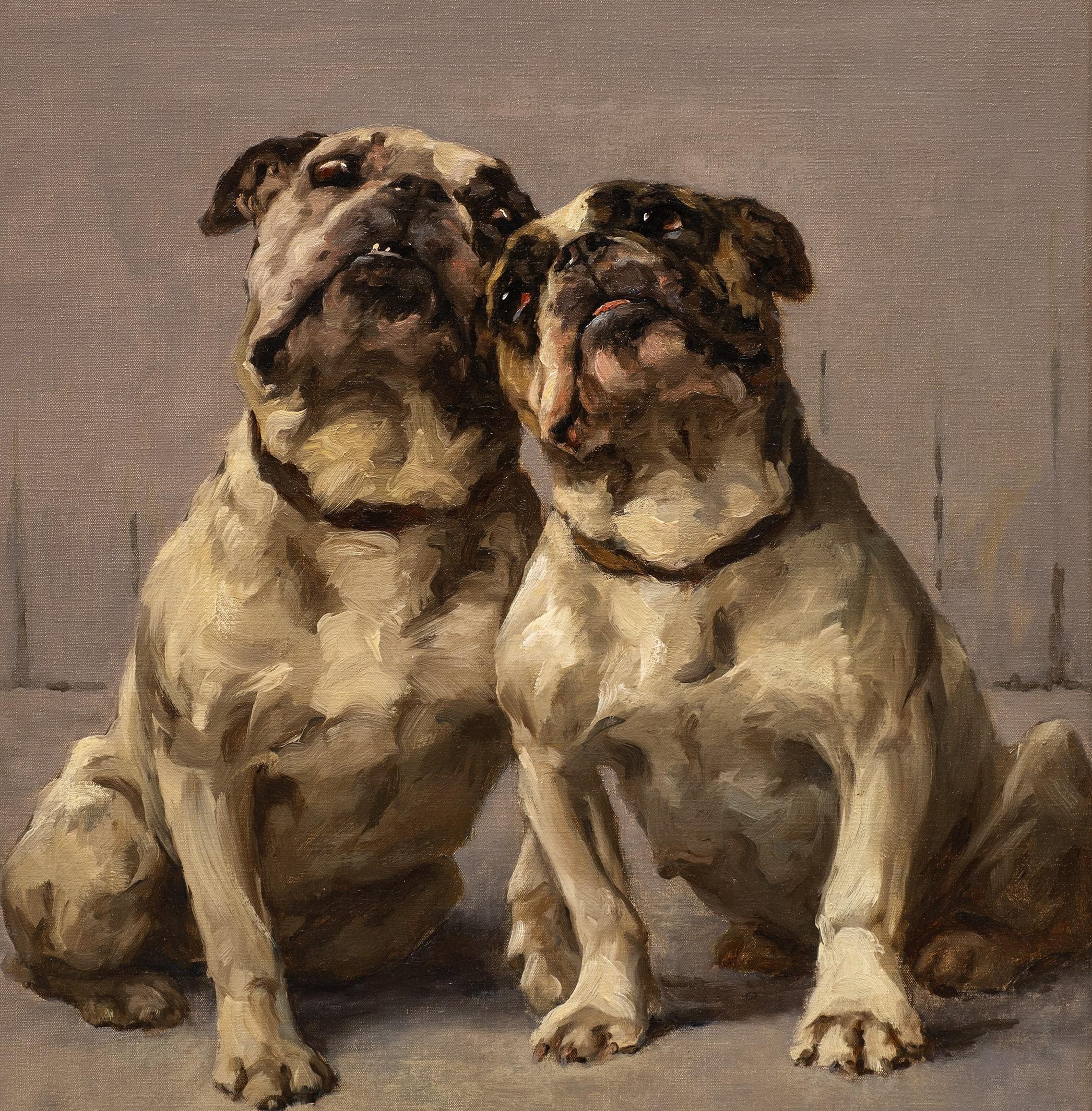 Hundeporträt "Zwei Bulldoggen - Beste Freunde" Maud Earl (Englisch, 1863-1943)