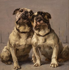 Dog Portrait "Two Bulldogs-Best of Friends" Maud Earl (English, 1863-1943)