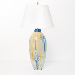 Maud Fredin Fredholm "Spring" Stoneware Lamp from Bo Fajans, Sweden, 1940's