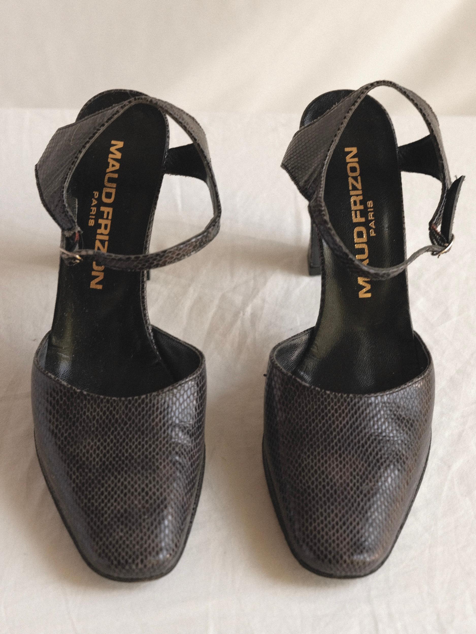 Maud Frizon 1990's Heels Embossed Leather Size 9  For Sale 6