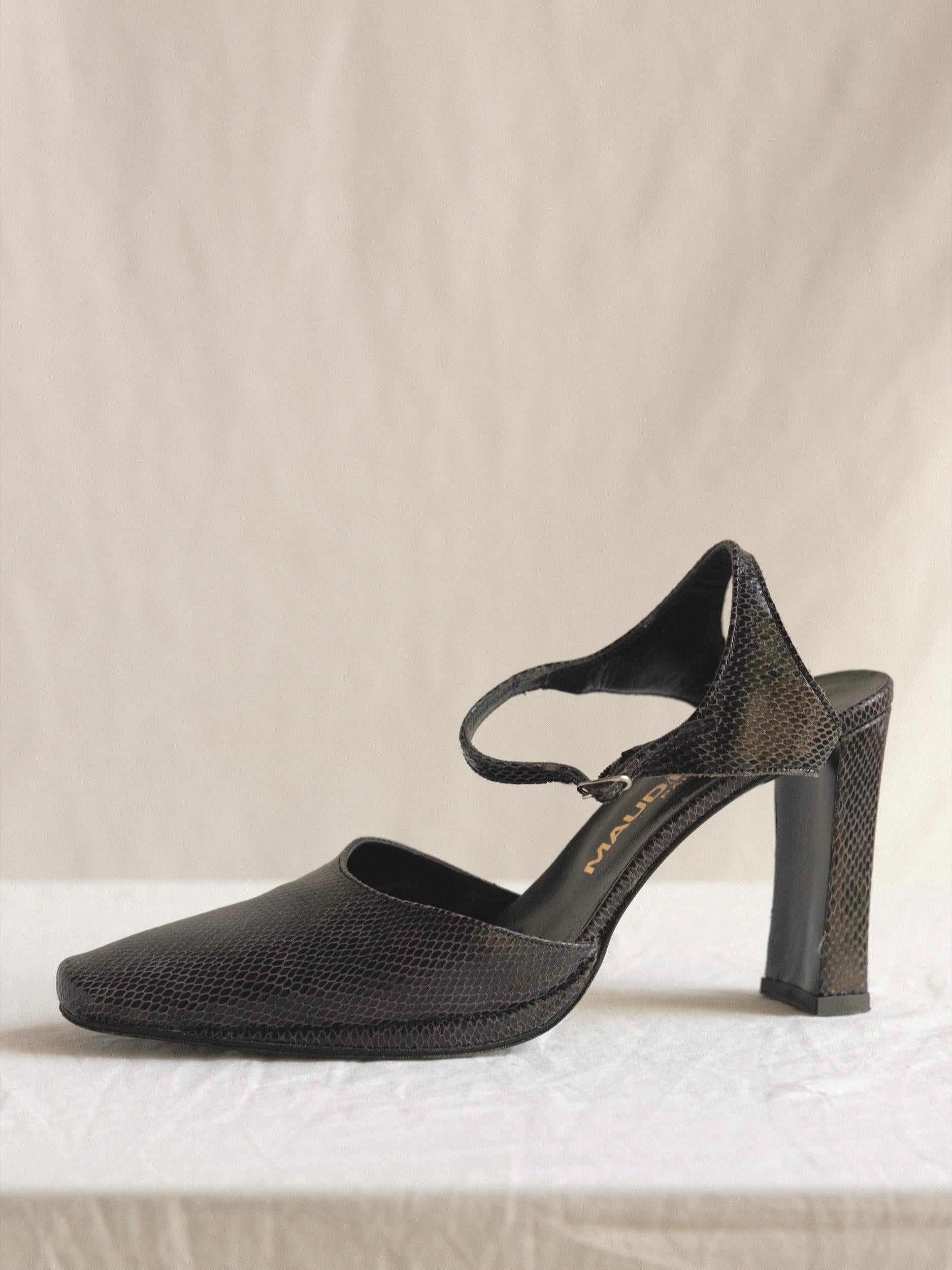Maud Frizon 1990's Heels Embossed Leather Size 9  For Sale 9