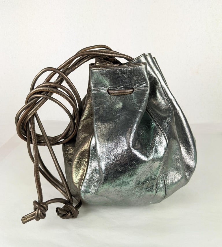 Maud Frizon 2 Tone Metallic Leather Drawstring Bag For Sale at 1stDibs