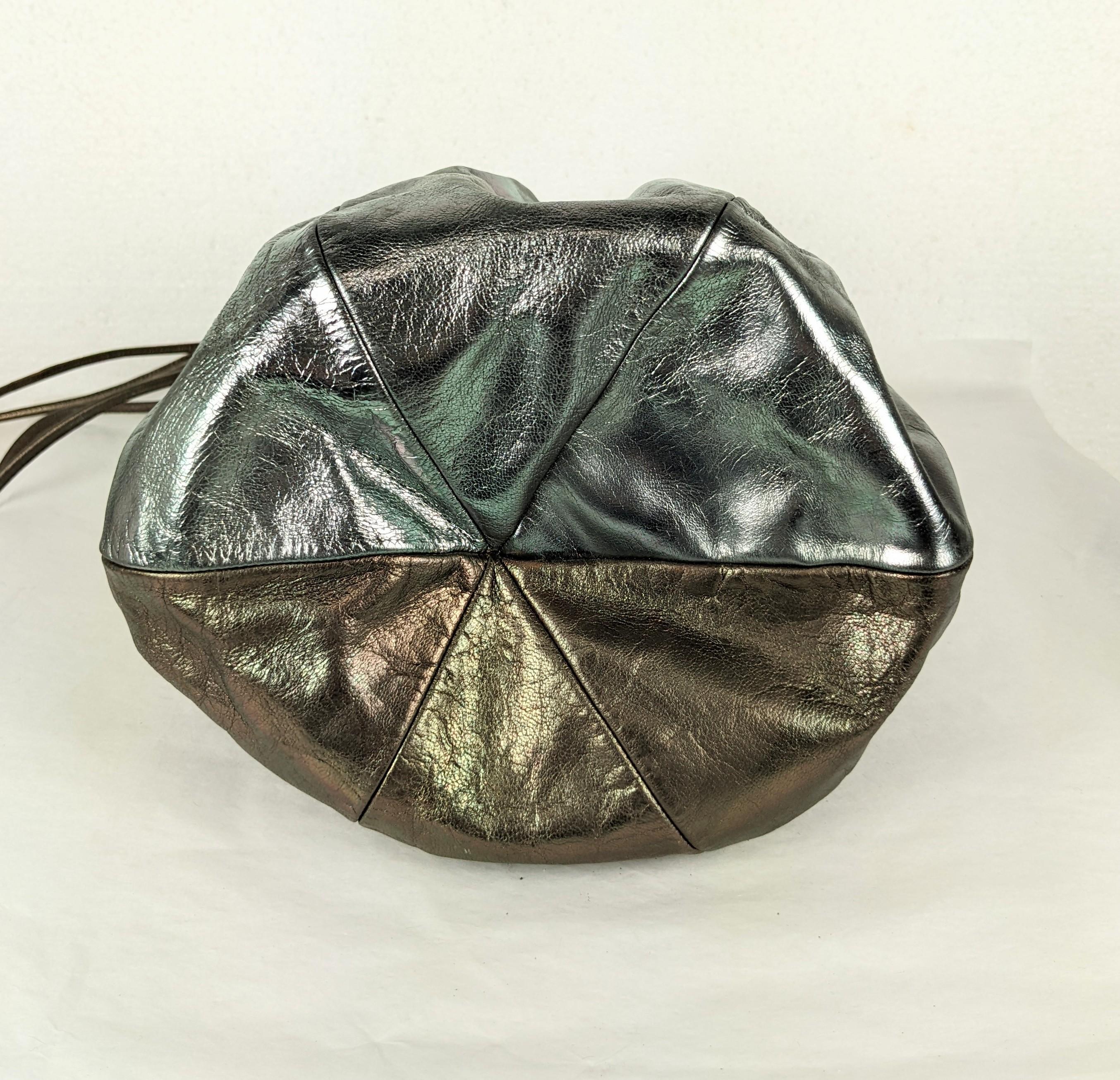 Women's or Men's Maud Frizon 2 Tone Metallic Leather Drawstring Bag For Sale